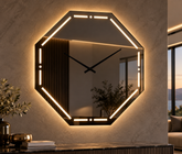 Aurora Horloge – Horloge murale octogonale miroir LED