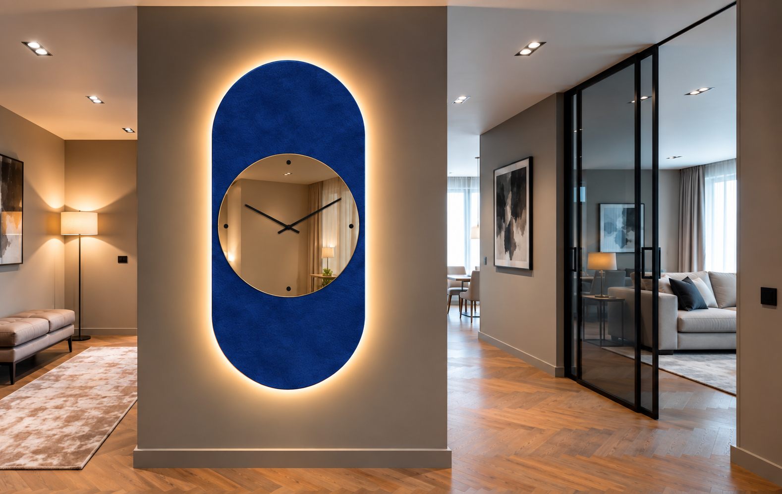Marte – Grande horloge murale miroir verticale LED
