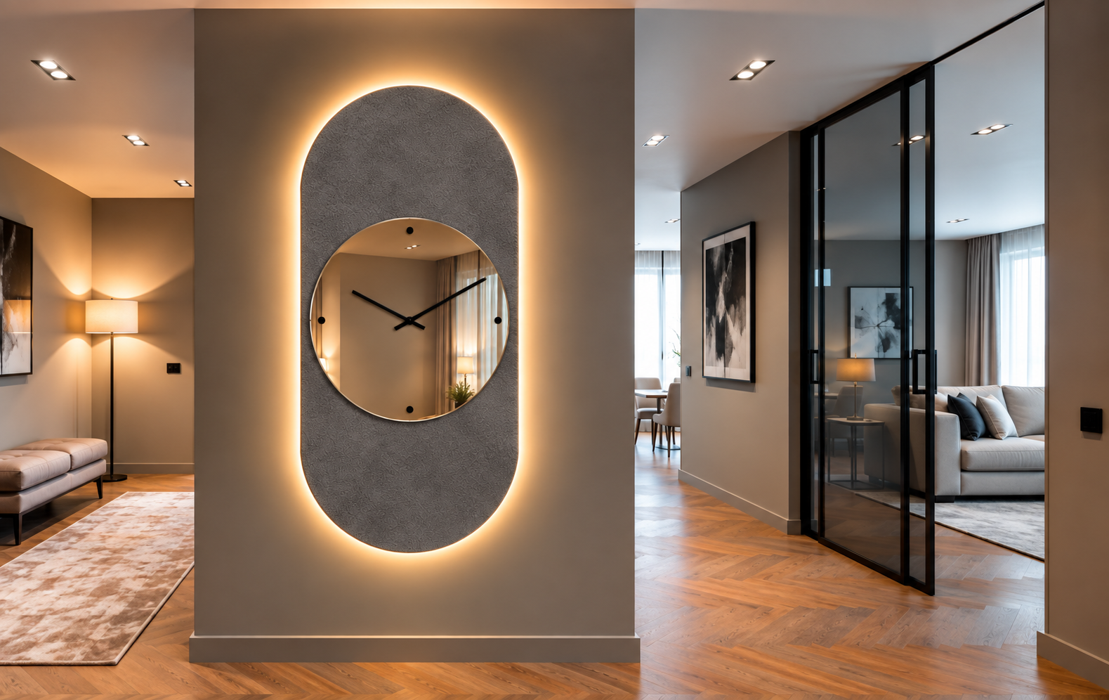 Marte – Grande horloge murale miroir verticale LED