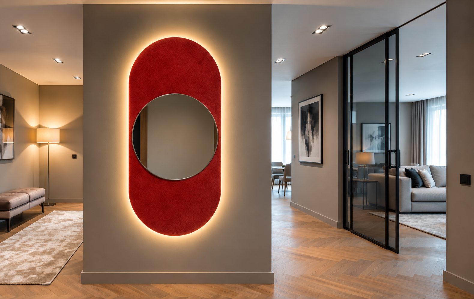 Marte – Grande horloge murale miroir verticale LED