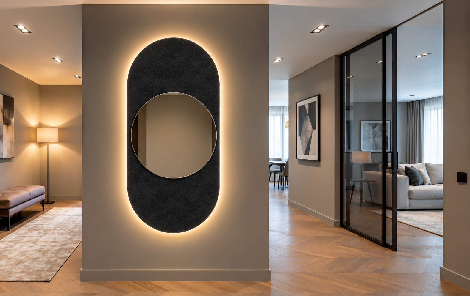 Marte – Grande horloge murale miroir verticale LED