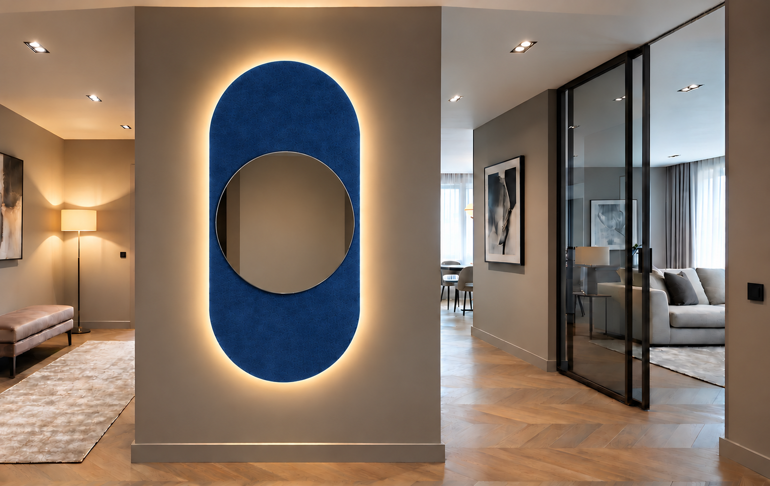 Marte – Grande horloge murale miroir verticale LED