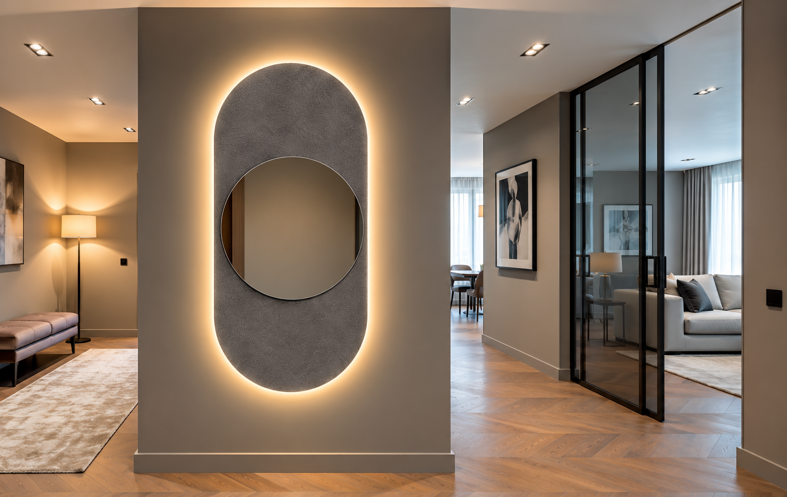 Marte – Grande horloge murale miroir verticale LED