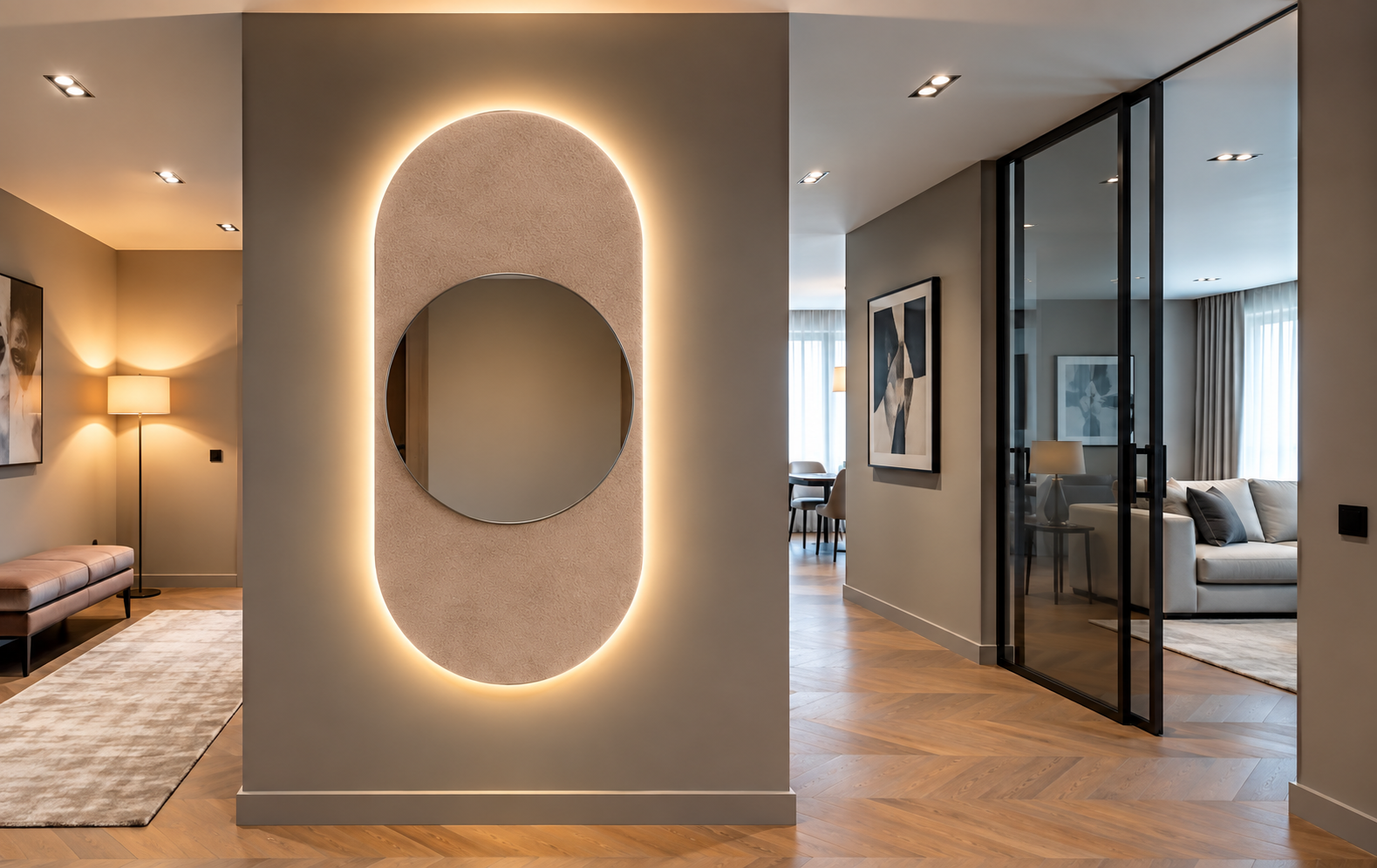 Marte – Grande horloge murale miroir verticale LED