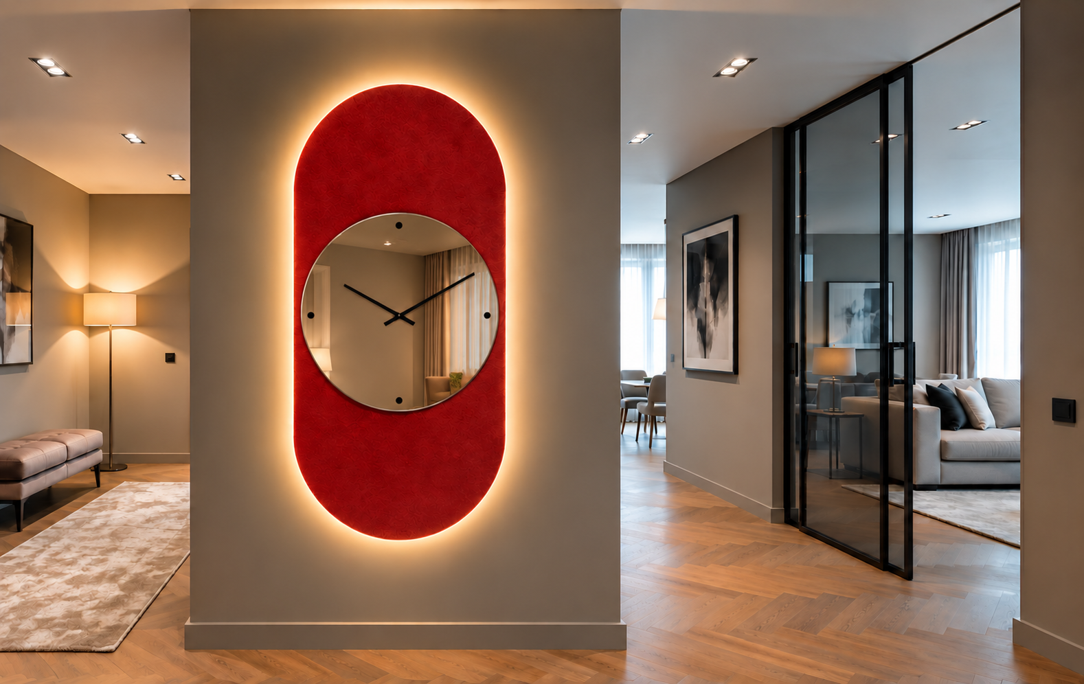 Marte – Grande horloge murale miroir verticale LED
