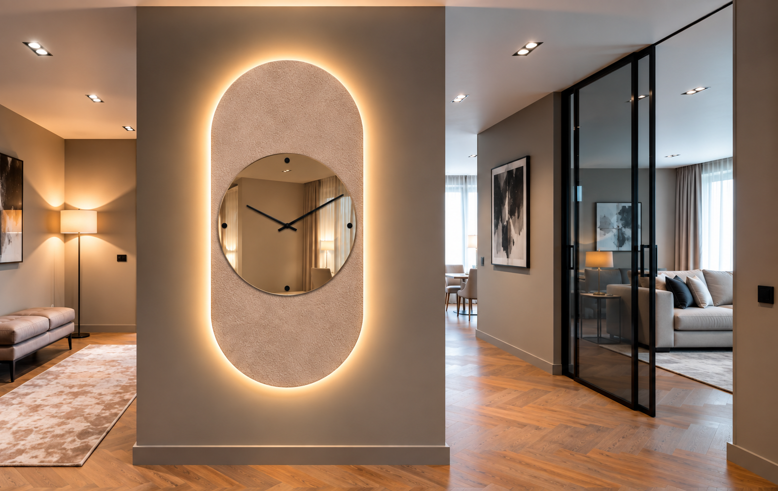 Marte – Grande horloge murale miroir verticale LED