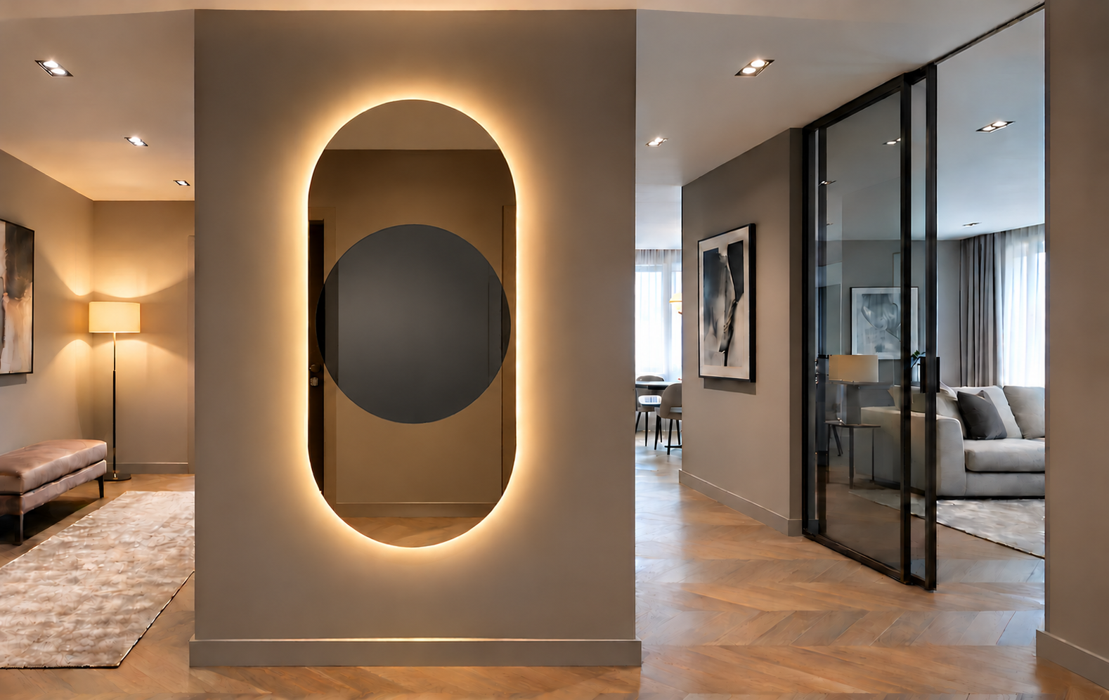 Marte – Grande horloge murale miroir verticale LED