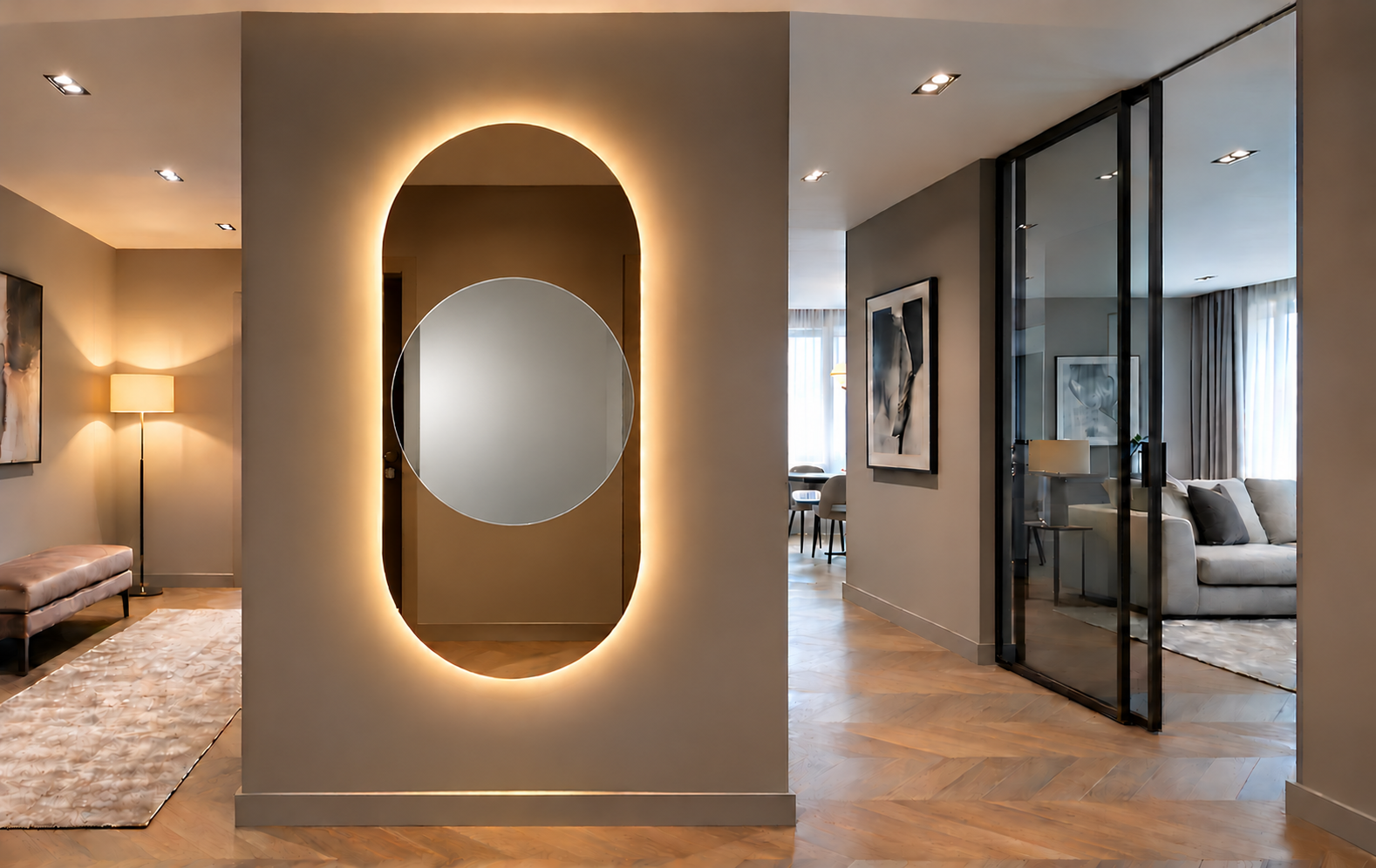 Marte – Grande horloge murale miroir verticale LED