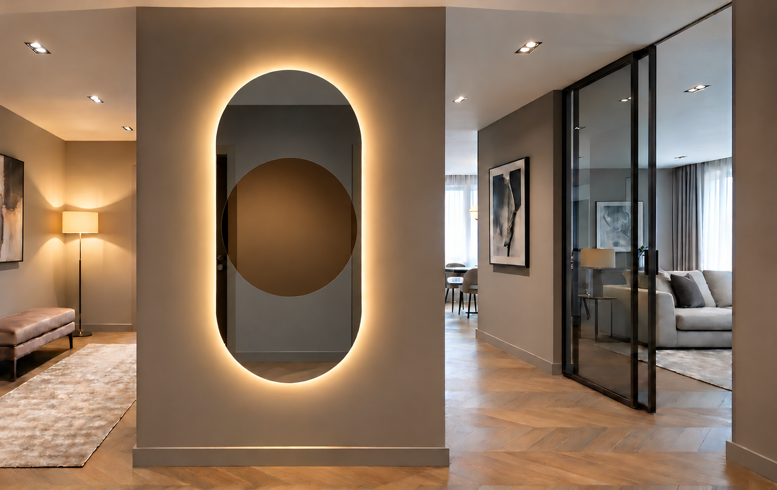 Marte – Grande horloge murale miroir verticale LED