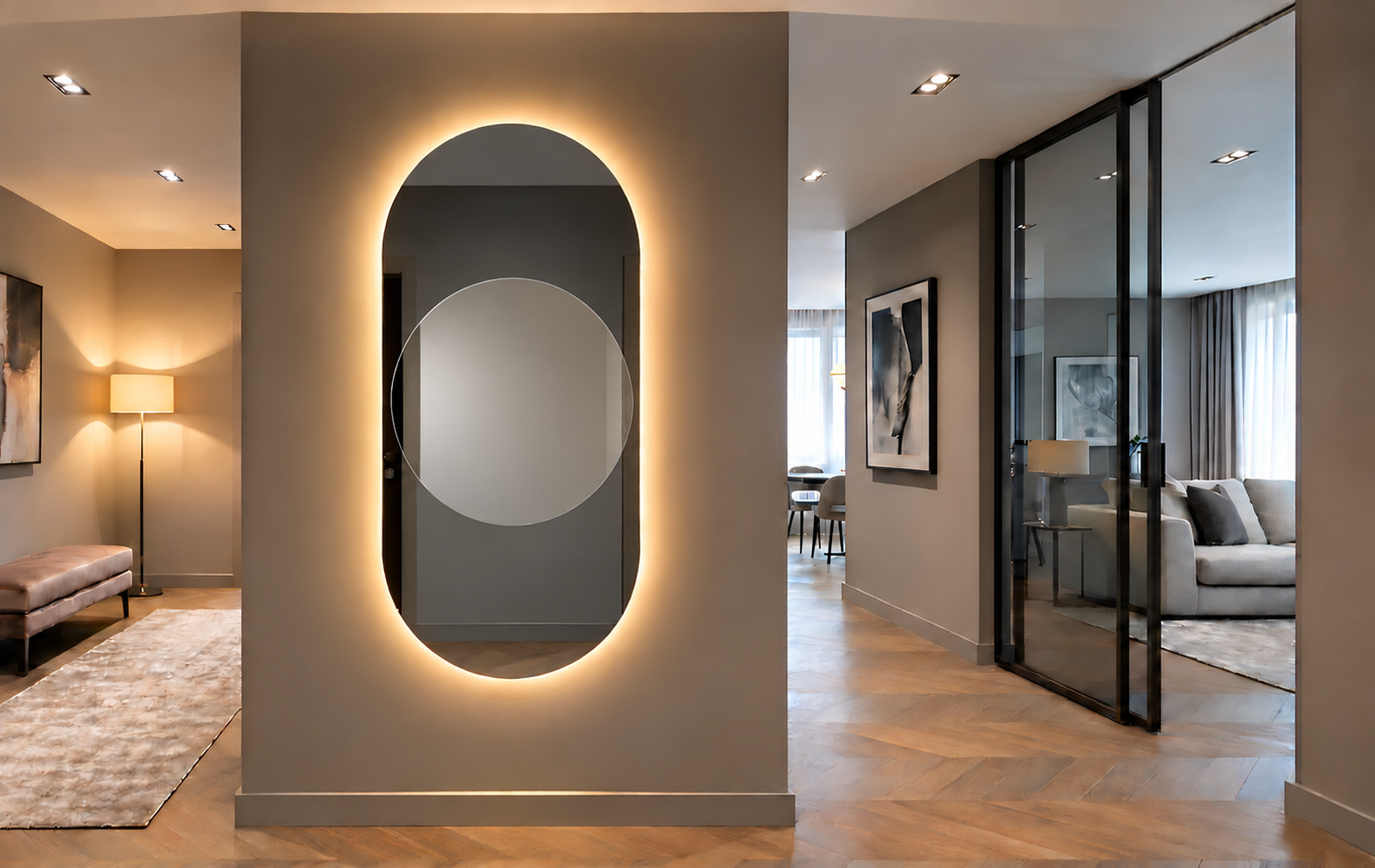 Marte – Grande horloge murale miroir verticale LED