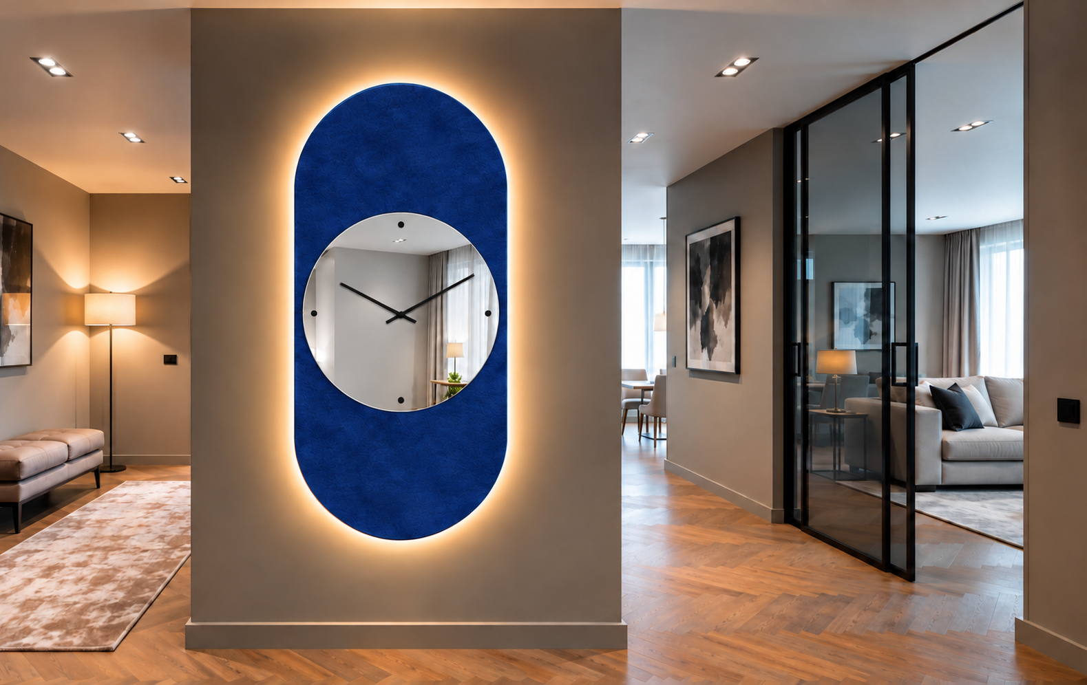 Marte – Grande horloge murale miroir verticale LED