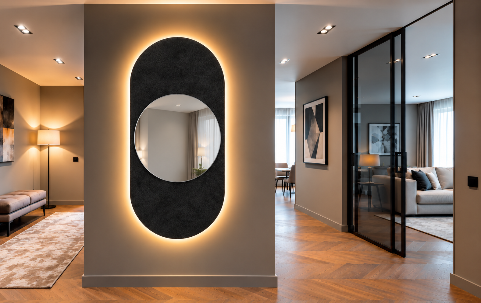 Marte – Grande horloge murale miroir verticale LED