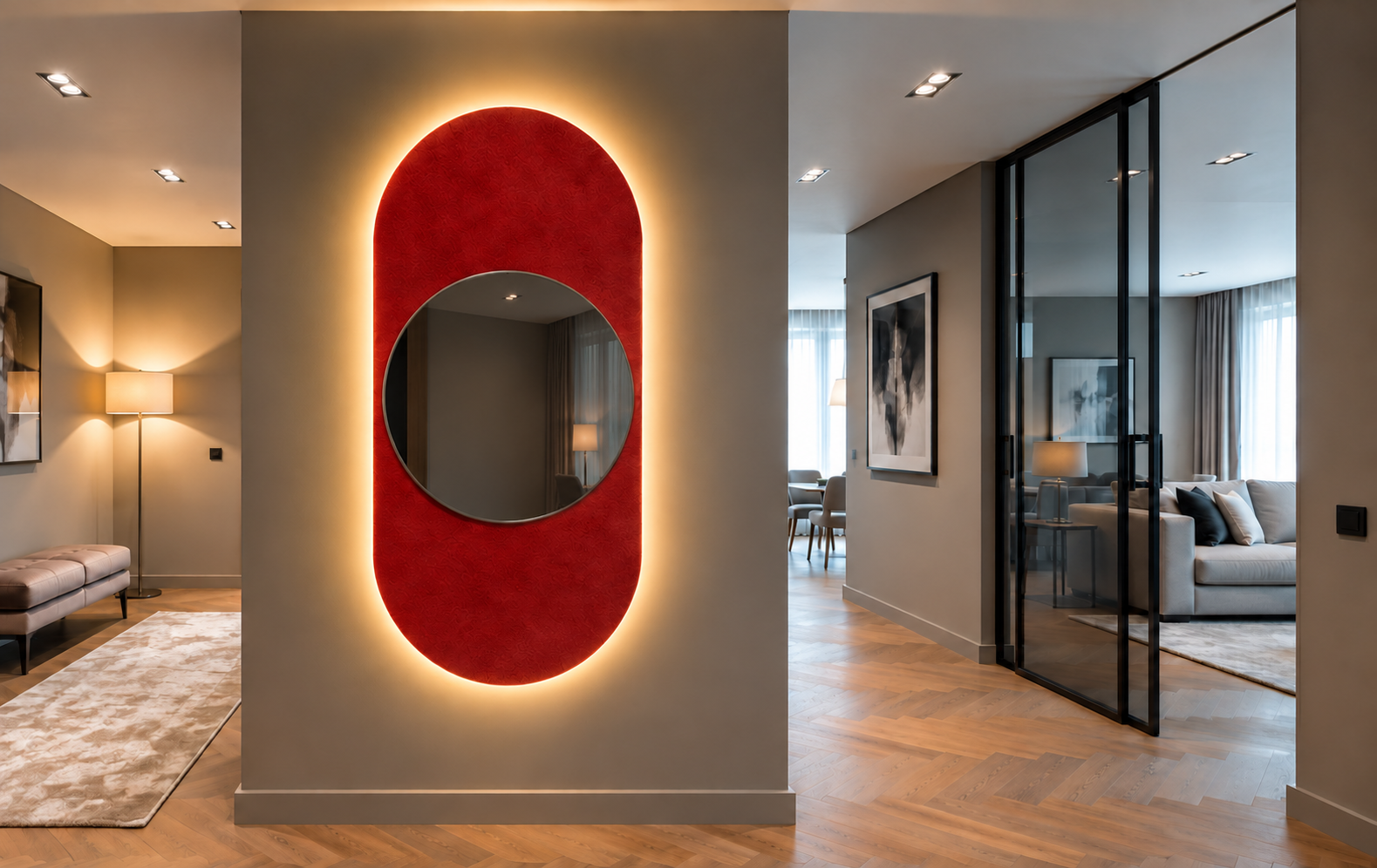 Marte – Grande horloge murale miroir verticale LED