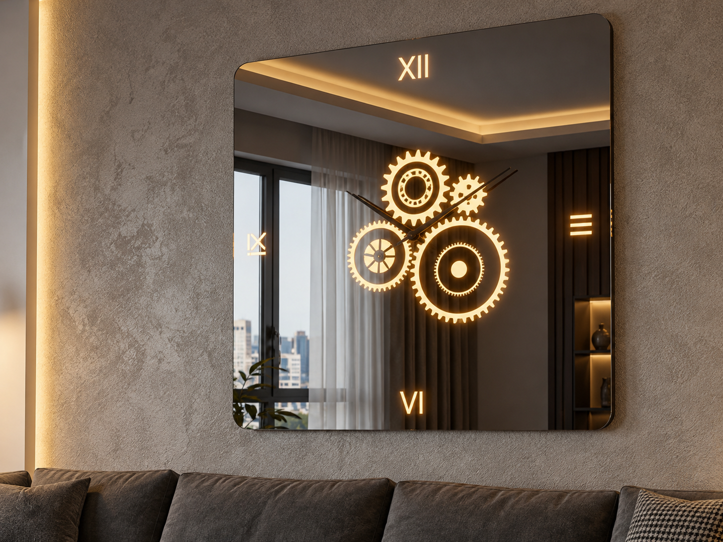 Urano – Horloge murale de luxe à chiffres romains LED