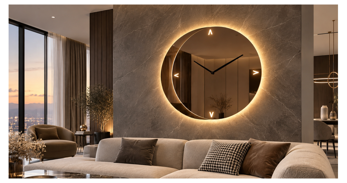 Eclissi – Horloge murale miroir ronde rétroéclairée