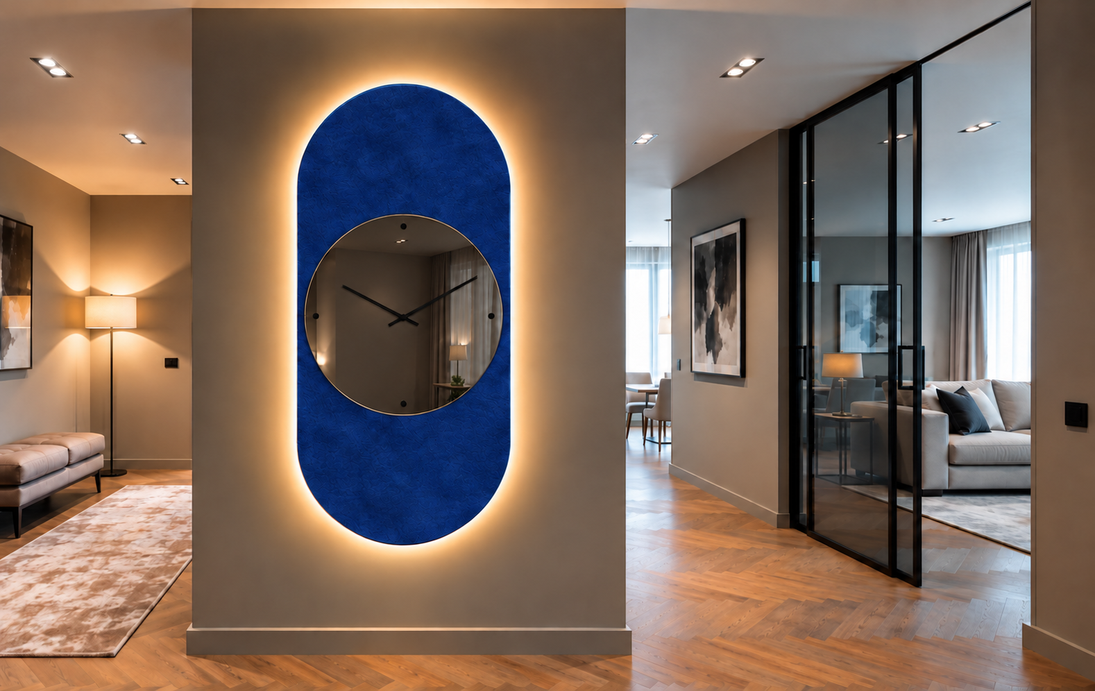 Marte – Grande horloge murale miroir verticale LED