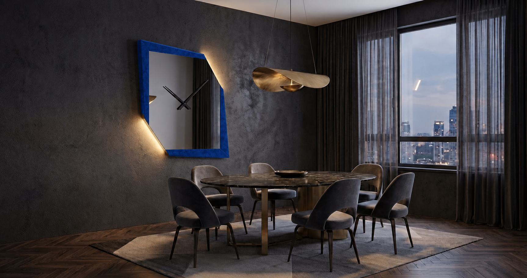 Cometa Horloge – Horloge murale miroir asymétrique