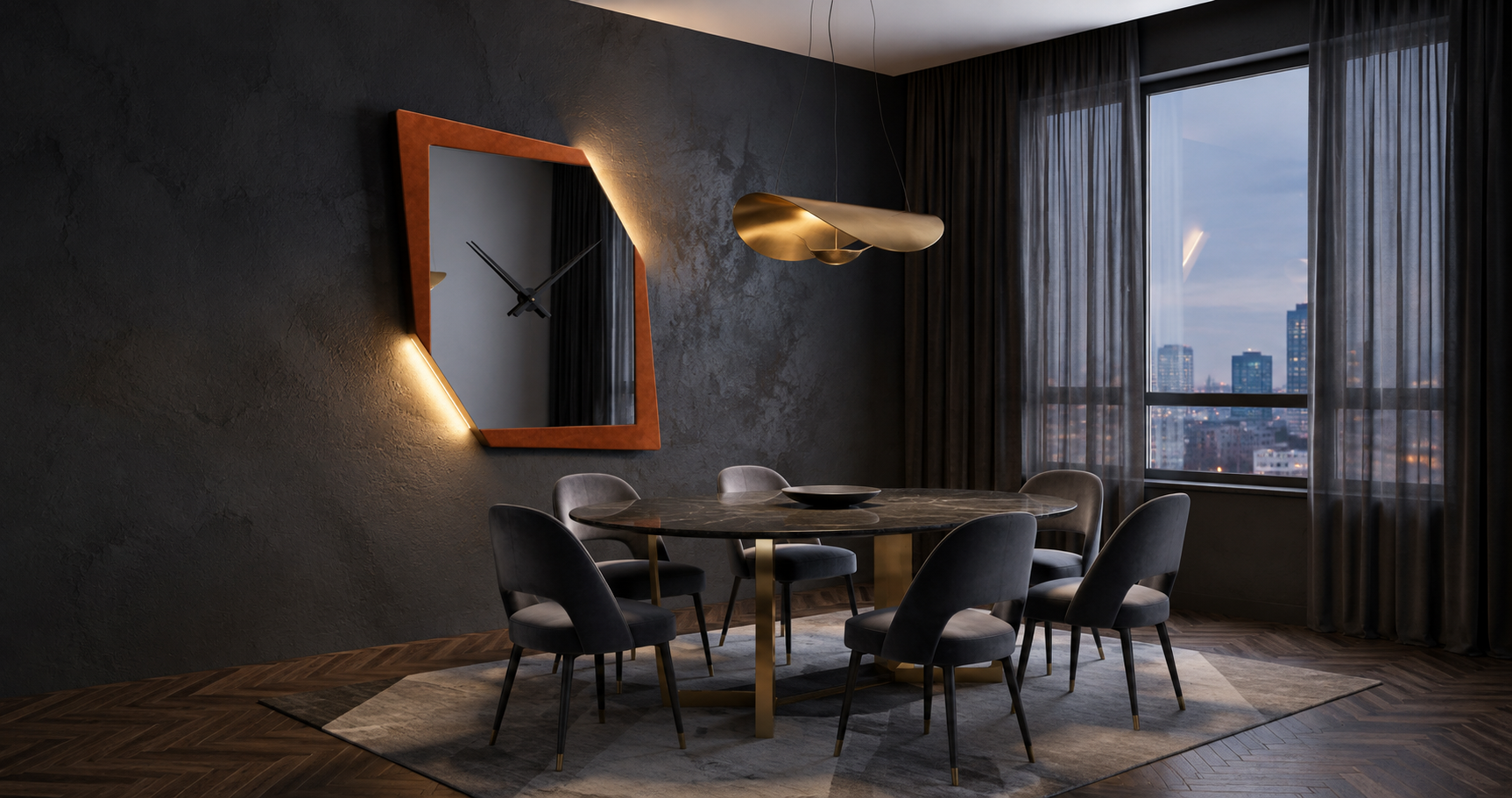 Cometa Horloge – Horloge murale miroir asymétrique