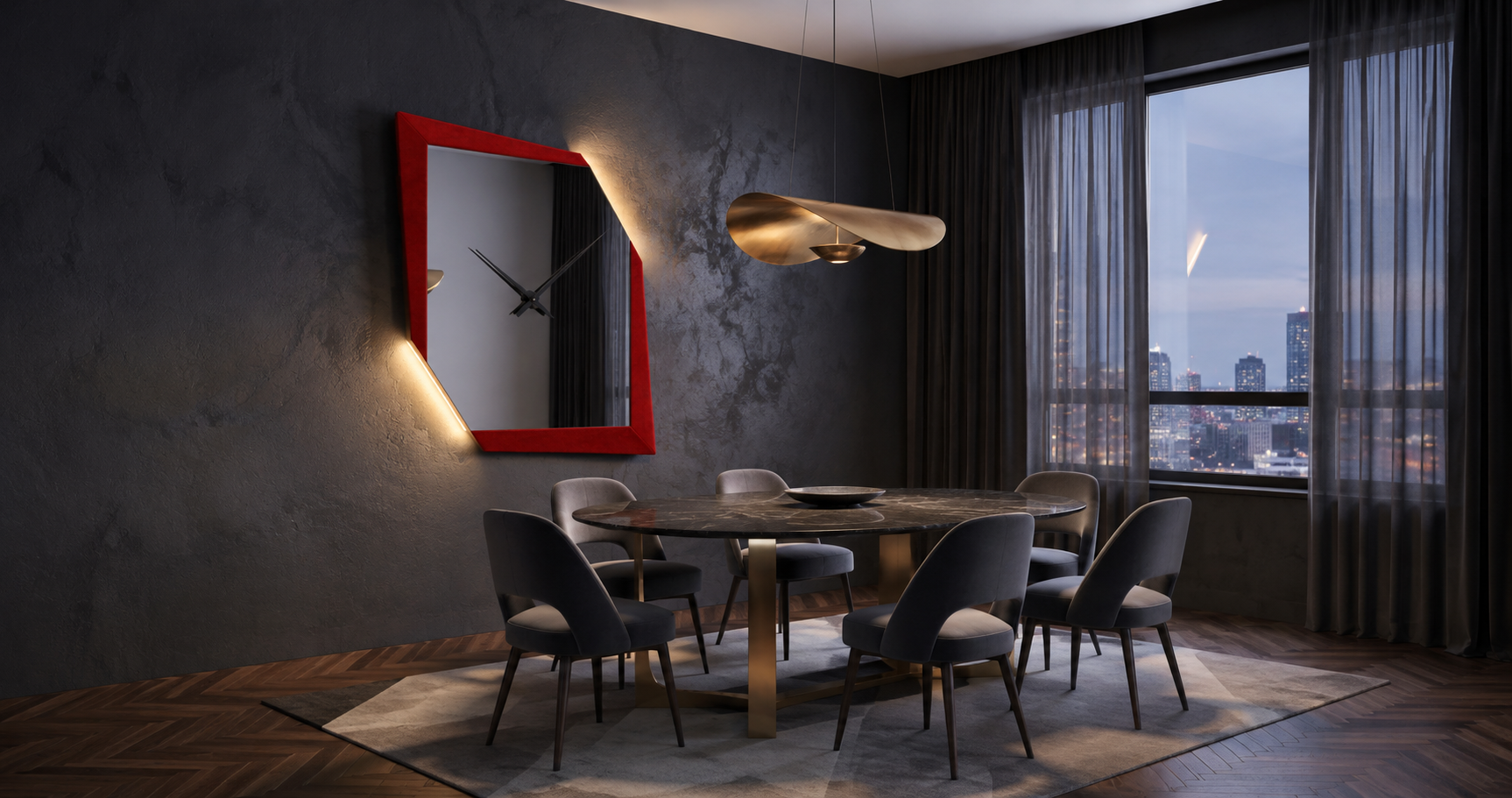 Cometa Horloge – Horloge murale miroir asymétrique