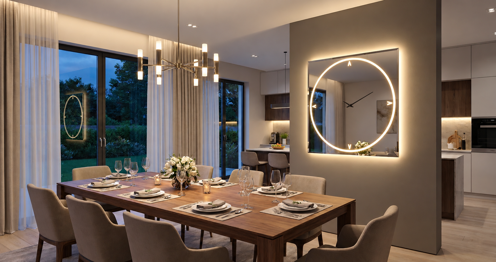 Andromeda – Horloge murale miroir design LED
