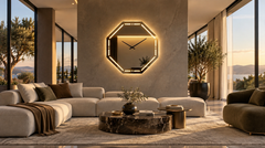 Aurora Horloge – Horloge murale octogonale miroir LED