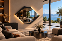 Ufo – Miroir hexagonal rétroéclairé LED