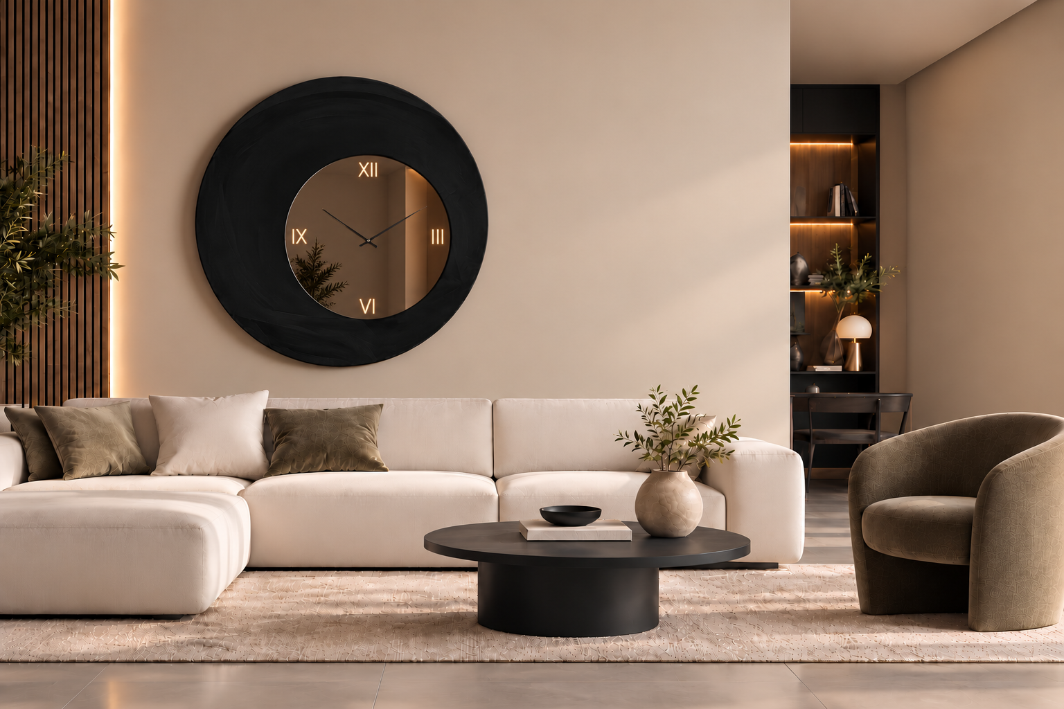Genesi – Horloge murale circulaire avec revêtement en Alcantara