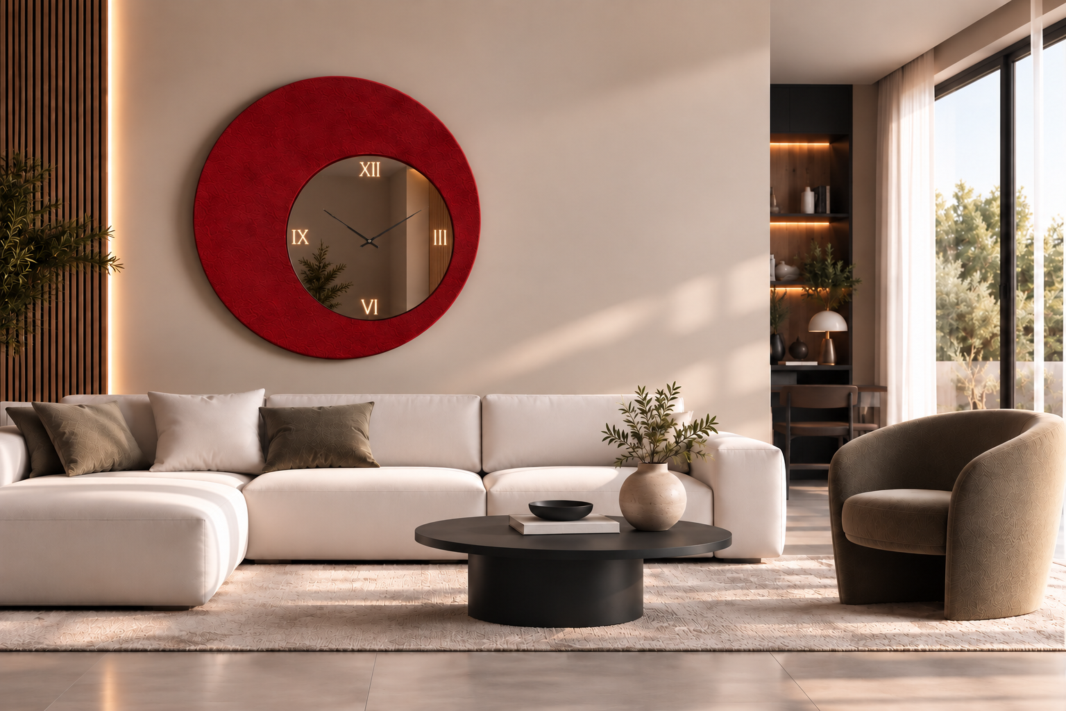Genesi – Horloge murale circulaire avec revêtement en Alcantara