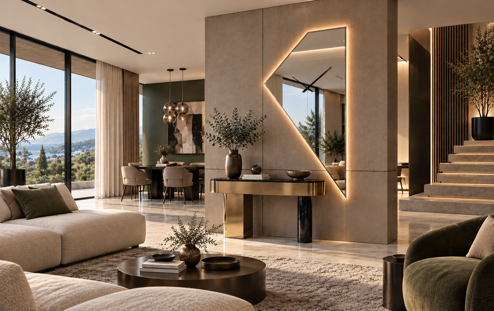 Luce Horloge – Horloge murale miroir géométrique LED