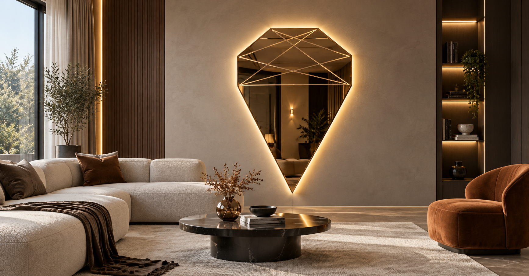 Diamante – Miroir mural design taille diamant