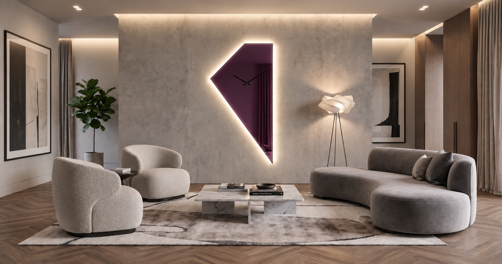 Luce Horloge – Horloge murale miroir géométrique LED