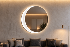 Luna – Miroir rond rétroéclairé demi-lune