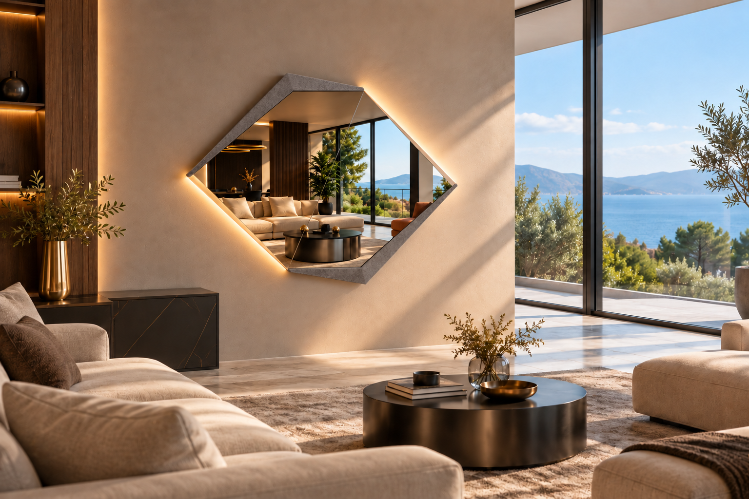 Ufo – Miroir hexagonal rétroéclairé LED