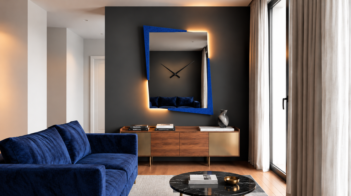 Giove Horloge – Horloge murale miroir rectangulaire LED