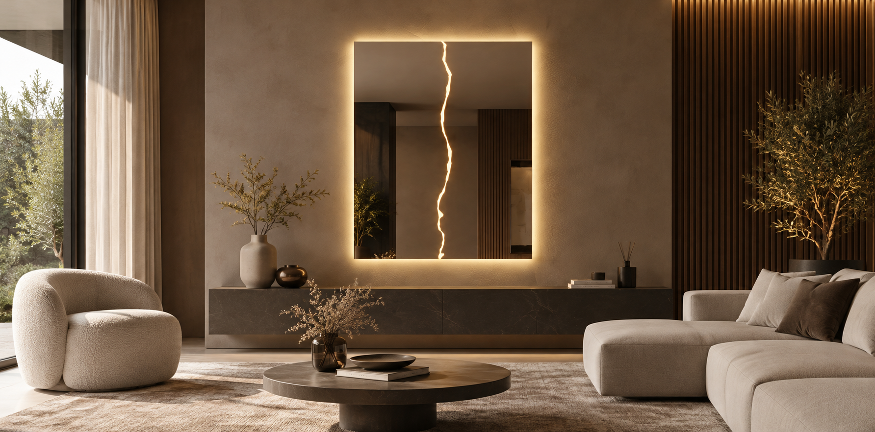 Fulmine – Miroir rectangulaire design avec éclair LED