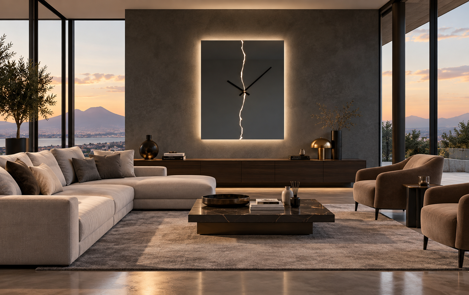Fulmine Horloge – Horloge murale miroir design éclair LED