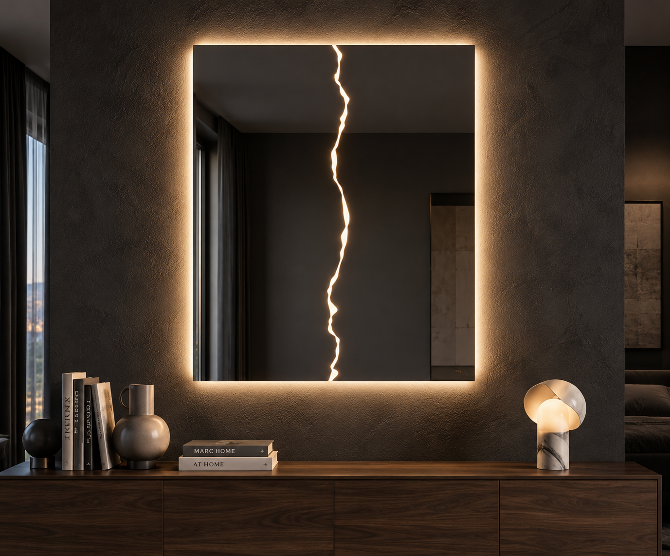 Fulmine – Miroir rectangulaire design avec éclair LED