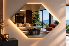 Ufo – Miroir hexagonal rétroéclairé LED