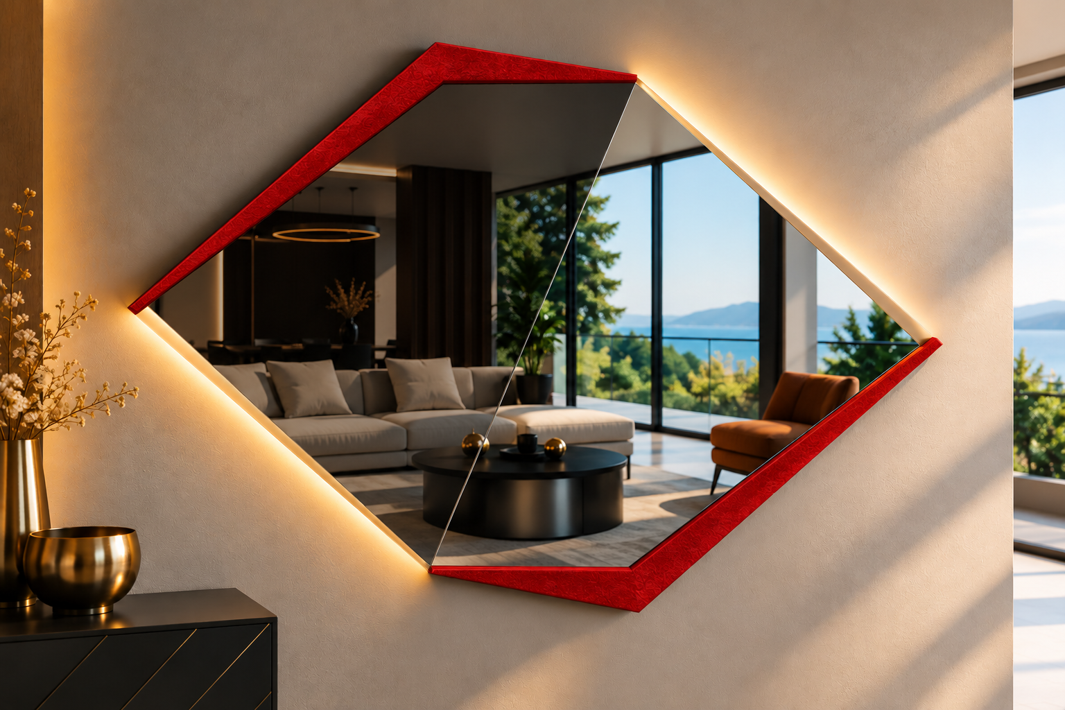 Ufo – Miroir hexagonal rétroéclairé LED