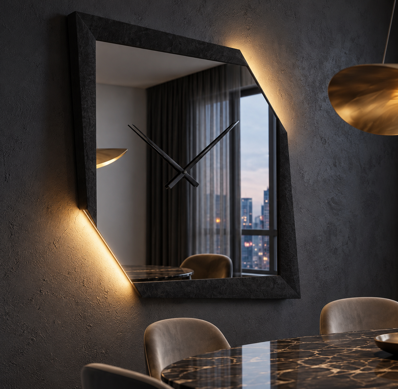Cometa Horloge – Horloge murale miroir asymétrique