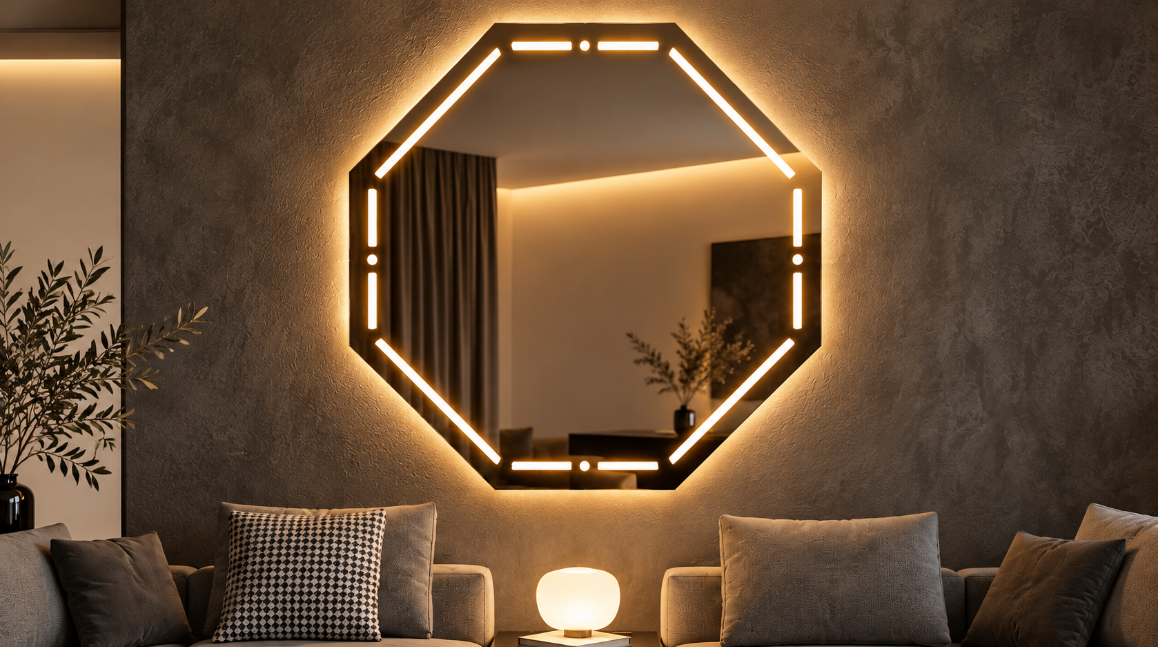 Aurora – Miroir octogonal rétroéclairé LED