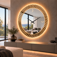 Sole Horloge – Horloge murale miroir soleil LED