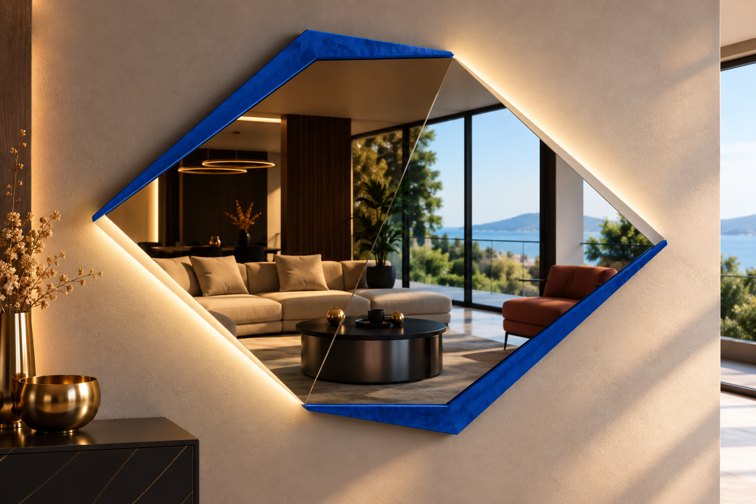 Ufo – Miroir hexagonal rétroéclairé LED