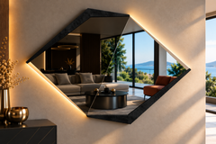 Ufo – Miroir hexagonal rétroéclairé LED