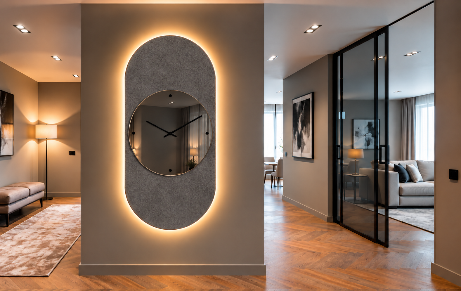 Marte – Grande horloge murale miroir verticale LED