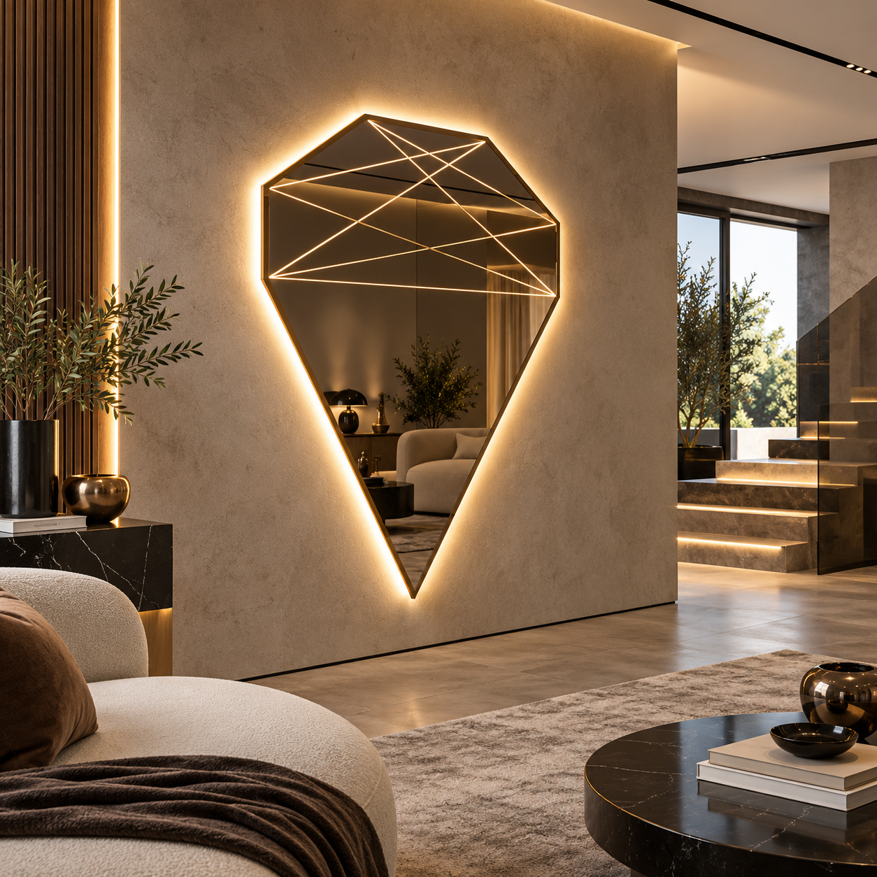 Diamante – Miroir mural design taille diamant