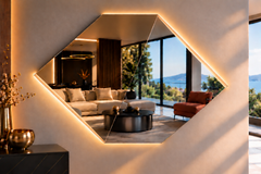 Ufo – Miroir hexagonal rétroéclairé LED