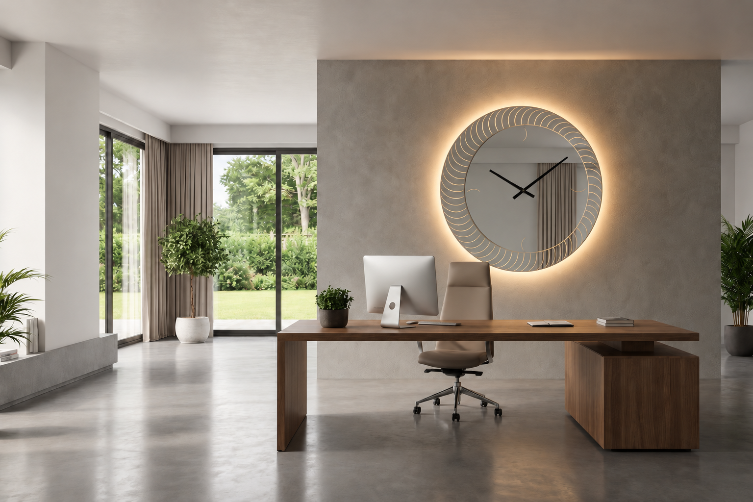 Sole Horloge – Horloge murale miroir soleil LED
