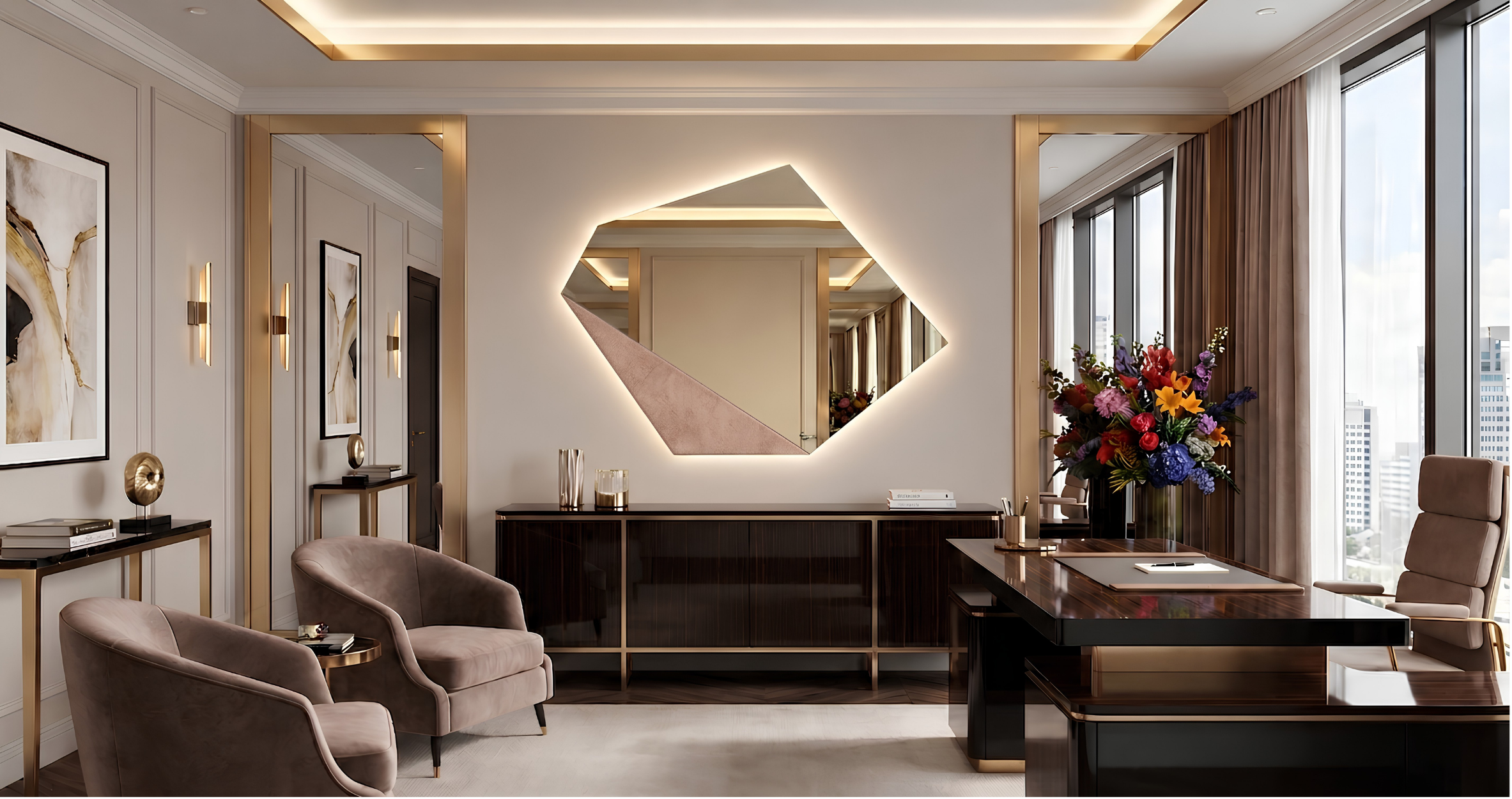 Stella – Miroir hexagonal design bicolore
