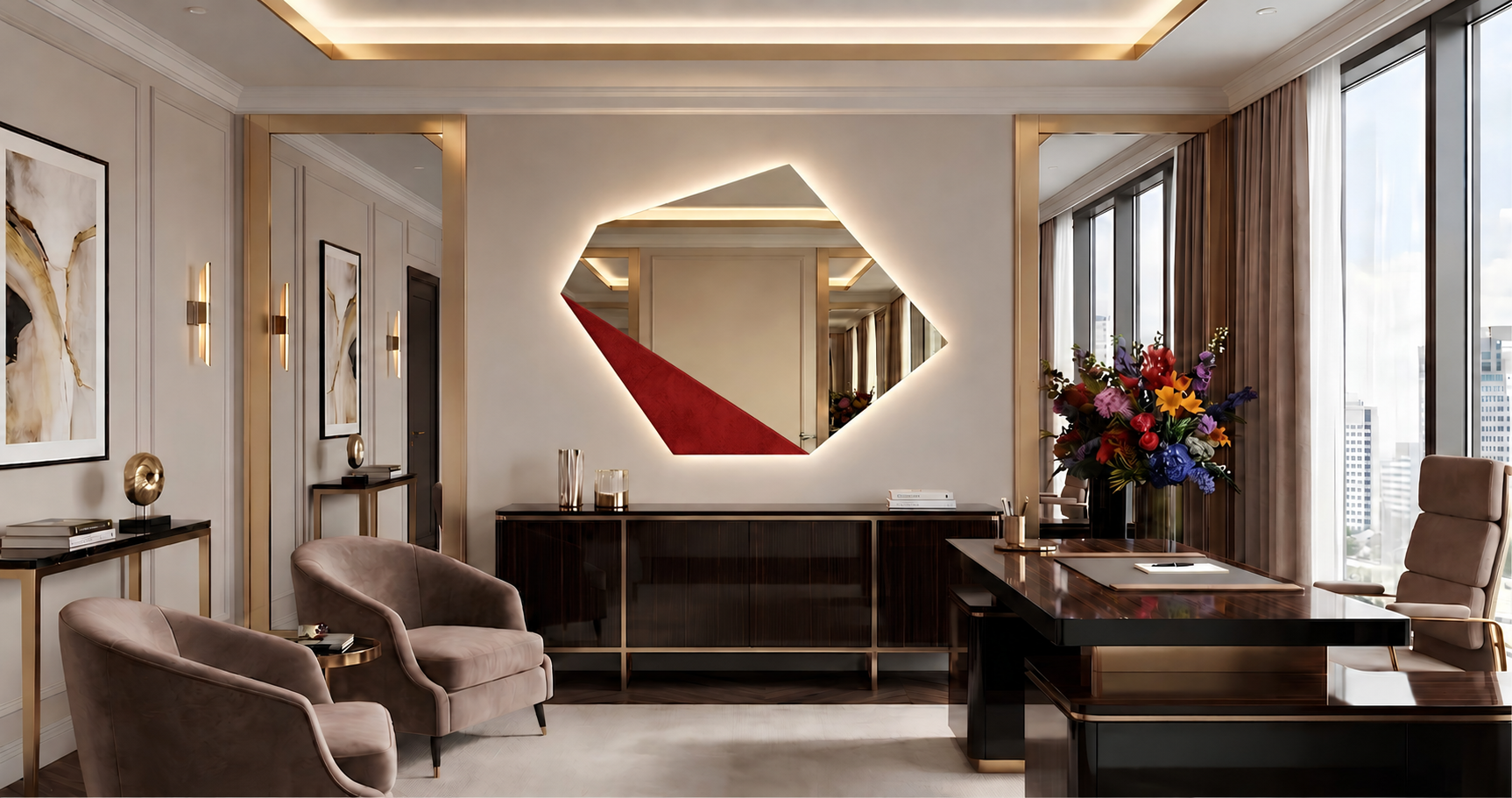Stella – Miroir hexagonal design bicolore